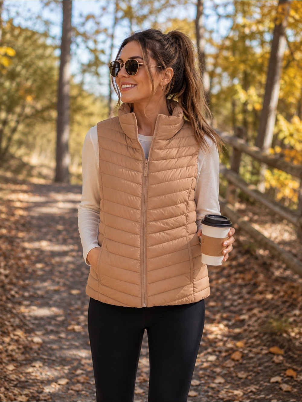 Old Navy LT Women’s Lightweight Quilted Puffer Vest Large Tall Pink zip Pockets
